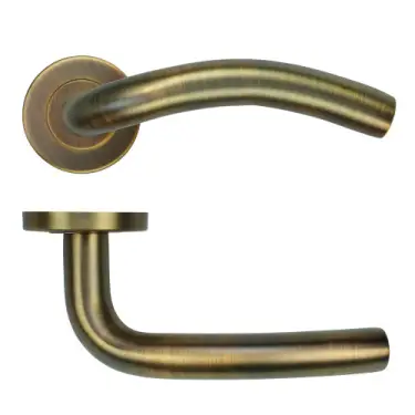 Click Here To Enlarge This Photo Of ZCS2040G3AB Zoo Hardware 19mm Arched Lever on Round Rose - 52mm x 8mm &lpar;Grade 201&rpar; Antique Brass