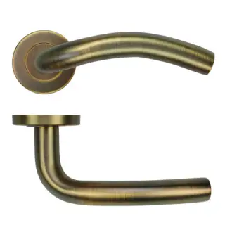 ZCS2040G3AB Zoo Hardware 19mm Arched Lever on Round Rose - 52mm x 8mm &lpar;Grade 201&rpar; Antique Brass