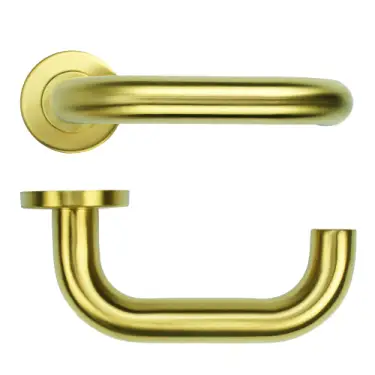 Click Here To Enlarge This Photo Of ZCS2080G3PVDSB Zoo Hardware 22mm Return to Door Lever on Round Rose - 52mm x 8mm &lpar;Grade 201&rpar; PVD Satin Brass
