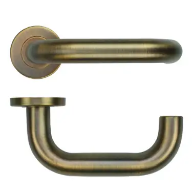 Click Here To Enlarge This Photo Of ZCS2080G3AB Zoo Hardware 22mm Return to Door Lever on Round Rose - 52mm x 8mm &lpar;Grade 201&rpar; Antique Brass