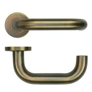 ZCS2080G3AB Zoo Hardware 22mm Return to Door Lever on Round Rose - 52mm x 8mm &lpar;Grade 201&rpar; Antique Brass