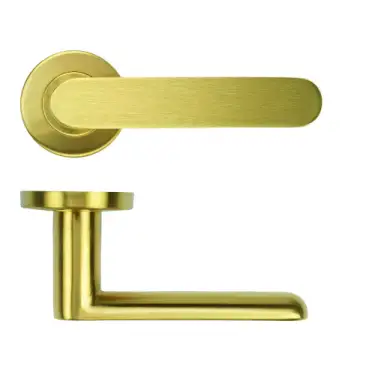 Click Here To Enlarge This Photo Of ZCS2090G3PVDSB Zoo Hardware 19mm Arched Lever on Round Rose - 52mm x 8mm &lpar;Grade 201&rpar; PVD Satin Brass