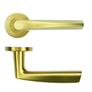 ZCS2170G3PVDSB Zoo Hardware Designer Lever on Round Rose - 52mm x 8mm &lpar;Grade 201&rpar; PVD Satin Brass