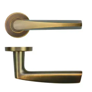 ZCS2170G3AB Zoo Hardware Designer Lever on Round Rose - 52mm x 8mm &lpar;Grade 201&rpar; Antique Brass