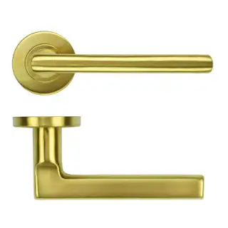 ZCS2180G3PVDSB Zoo Hardware Modern Lever on Round Rose - 52mm x 8mm &lpar;Grade 201&rpar; PVD Satin Brass