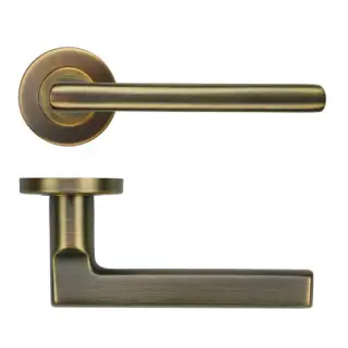 ZCS2180G3AB Zoo Hardware Modern Lever on Round Rose - 52mm x 8mm &lpar;Grade 201&rpar; Antique Brass