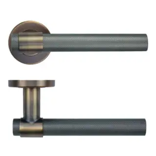 ZCS2190G3AB Zoo Hardware Knurled Lever on Round Rose - 52mm x 8mm &lpar;Grade 201&rpar; Antique Brass