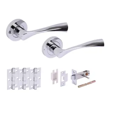 Click Here To Enlarge This Photo Of H2844PCP - Hunta 'Zena' Polished Chrome Privacy Premium Latch Doorpack with 3" Ball Bearing Hinges &lpar;57mm Backset&rpar;
