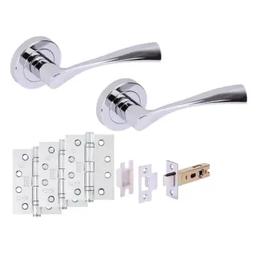 Click Here To Enlarge This Photo Of H6151PCP - Hunta 'Zena' Polished Chrome Passage Premium Latch Doorpack with 4" Fire Door Ball Bearing Hinges &lpar;57mm Backset&rpar;