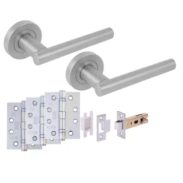 Click Here To Enlarge This Photo Of H6103SCP - Hunta 'Solus' Satin Chrome Passage Premium Latch Doorpack with 4" Fire Door Ball Bearing Hinges &lpar;57mm Backset&rpar;