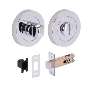 Click Here To Enlarge This Photo Of H2953PCP - Hunta Polished Chrome Bathroom Turn & Release Standard Deadbolt Doorpack &lpar;57mm Backset&rpar;