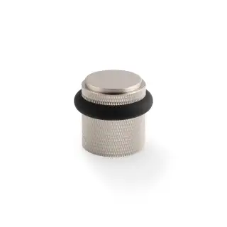 AW639KSN - Alexander & Wilks Brunel Knurled Floor Mounted Door Stop - Satin Nickel