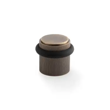 Click Here To Enlarge This Photo Of AW639RAB - Alexander & Wilks Brunel Reeded Floor Mounted Door Stop - Antique Brass