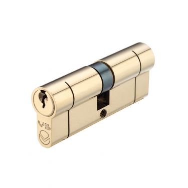 Click Here To Enlarge This Photo Of V5EP3545DPBE - Zoo Hardware Vier V5 Euro Profile Double Cylinder 80mm (35/45) Polished Brass