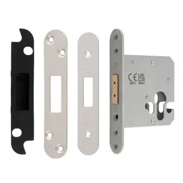 Click Here To Enlarge This Photo Of EDS5030SSS&sol;R  - Carlisle Brass Easi-T Heavy Duty 76mm Euro Profile Deadlock &lpar;Radius Corners&rpar; Satin Stainless Steel