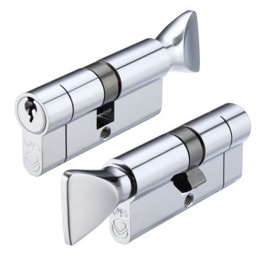 Click Here To Enlarge This Photo Of V5EP4035CTPCE - Zoo Hardware Vier V5 Euro Profile Cylinder & Turn 75mm (40/35T) Polished Chrome