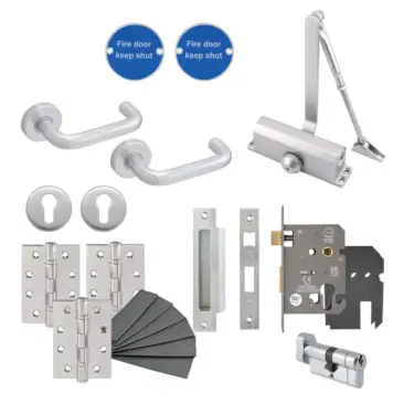 Click Here To Enlarge This Photo Of Eclipse 24453 Contractors Office Locking Fire Door Pack &lpar;FD30&sol;60&rpar; Aluminium