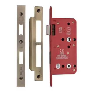 LAL1625-AT M&period;Marcus CE DIN Bathroom Lock &lpar;78mm Centres&rpar; Antique Brass Finish