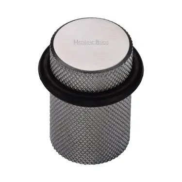 Click Here To Enlarge This Photo Of V1085-SC Heritage Brass Round Door Stop Knurled Satin Chrome finish