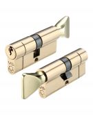 V5EP60CTPBE - Zoo Hardware Vier V5 Euro Profile Cylinder & Turn 60mm (30/30T) Polished Brass