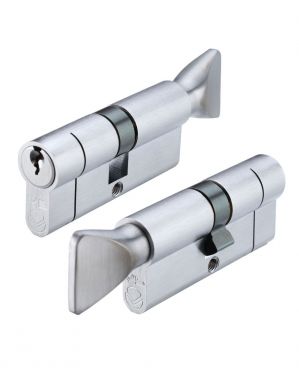 Click Here To Enlarge This Photo Of V5EP60CTSCE - Zoo Hardware Vier V5 Euro Profile Cylinder & Turn 60mm (30/30T) Satin Chrome