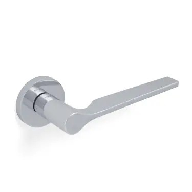 Click Here To Enlarge This Photo Of H1062PCPVD Valli Carmen Lever on Round Rosette - Polished Chrome PVD