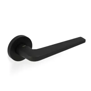 H348MBPVD Valli David Chipperfield Lever on Round Rosette - Matt Black PVD