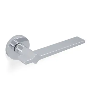 Click Here To Enlarge This Photo Of H378PCPVD Valli Yabu Pushelberg Lever on Round Rosette - Polished Chrome PVD