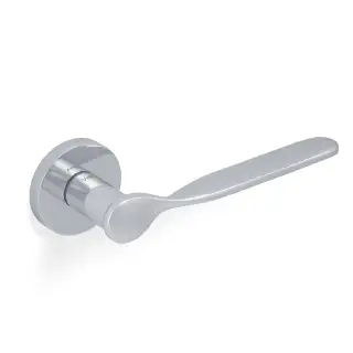 H383PCPVD Valli Perkins&Will Lever on Round Rosette - Polished Chrome PVD