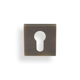 K1101SQAB Valli Euro Profile Push-on Square Rosette Escutcheon - Antique Brass