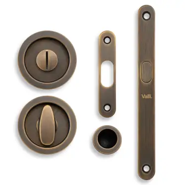 Click Here To Enlarge This Photo Of K1500AB Valli Radius Sliding Door Set - Antique Brass