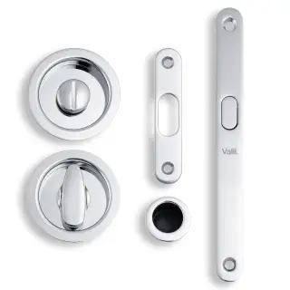 K1500PCPVD Valli Radius Sliding Door Set - Polished Chrome PVD