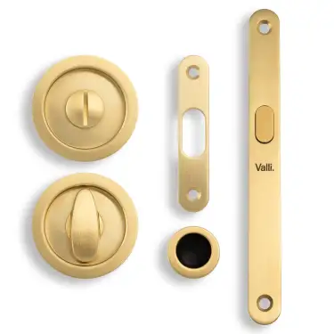 Click Here To Enlarge This Photo Of K1500SBPVD Valli Radius Sliding Door Set - Satin Brass PVD