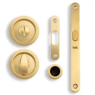 K1500SBPVD Valli Radius Sliding Door Set - Satin Brass PVD