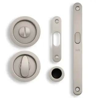 K1500SNPVD Valli Radius Sliding Door Set - Satin Nickel PVD