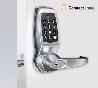 Codelocks ConnectShare CL4510 BS CC Medium Duty Smart Lock with 60mm Square Mortice Latch - Brushed Steel