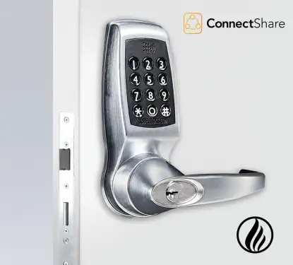 Click Here To Enlarge This Photo Of Codelocks ConnectShare CL4520 BS CC FKP FIRE RATED Medium Duty Smart Lock with Mortice Lock & FireKit - Brushed Steel