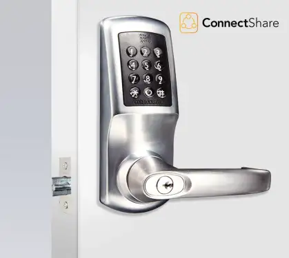 Click Here To Enlarge This Photo Of Codelocks ConnectShare CL5510 BS CC Heavy Duty Smart Lock with 60mm Square Mortice Latch - Brushed Steel