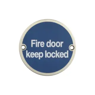 JS101SSS Frelan Hardware &lpar;Stainless Steel&rpar; Fire Door Keep Locked Sign 75mm Satin Stainless Steel