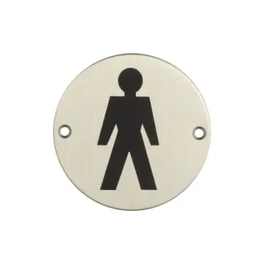 Click Here To Enlarge This Photo Of JS102SSS Frelan Hardware &lpar;Stainless Steel&rpar; Male Symbol Sign 75mm Satin Stainless Steel