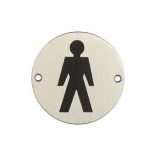 JS102SSS Frelan Hardware &lpar;Stainless Steel&rpar; Male Symbol Sign 75mm Satin Stainless Steel