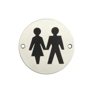 JS105SSS Frelan Hardware &lpar;Stainless Steel&rpar; Unisex Symbol Sign 75mm Satin Stainless Steel