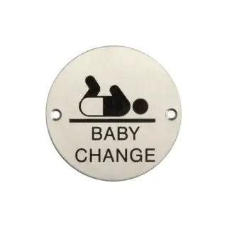 JS107SSS Frelan Hardware &lpar;Stainless Steel&rpar; Baby Change Symbol Sign 75mm Satin Stainless Steel