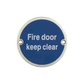 JS108SSS Frelan Hardware &lpar;Stainless Steel&rpar; Fire Door Keep Clear Sign 75mm Satin Stainless Steel