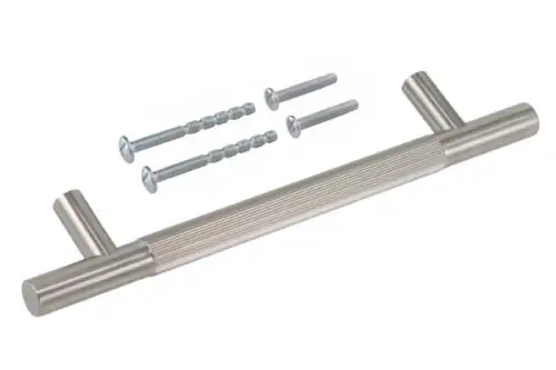 Click Here To Enlarge This Photo Of Eclipse 95521 128mm Linear Knurled Cupboard Handle - Satin Nickel
