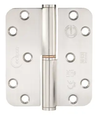 Click Here To Enlarge This Photo Of Eclipse 14352 Grade 13 Satin Stainless Steel Lift Off Radius Corner Hinges 102mm x 88mm x 3mm &lpar;Right Hand&rpar;
