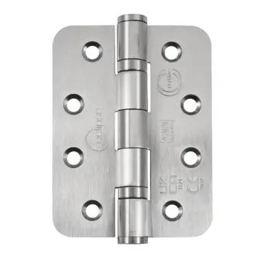 Click Here To Enlarge This Photo Of Eclipse 14889 Grade 13 Satin Stainless Steel Ball Bearing Radius Corner Hinges 102mm x 76mm x 3mm