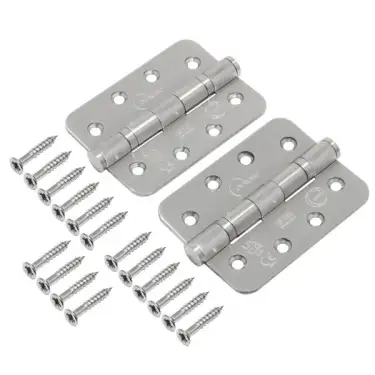 Click Here To Enlarge This Photo Of Eclipse 14889 Grade 13 Satin Stainless Steel Ball Bearing Radius Corner Hinges 102mm x 76mm x 3mm