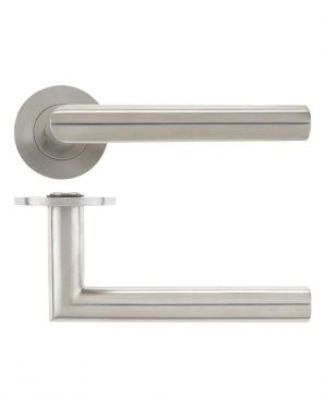Click Here To Enlarge This Photo Of VS010S - Zoo Hardware Vier 19mm Mitred Lever on Round Rose - Satin Stainless Steel