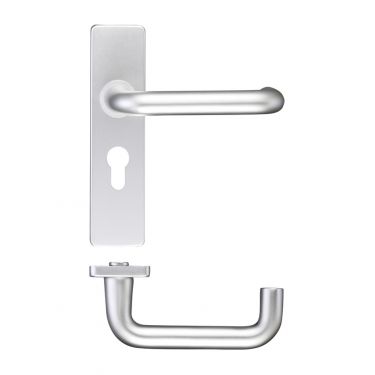 Click Here To Enlarge This Photo Of ZAA011EPSA - Zoo Hardware Return to Door Lever on Euro Profile Backplate (47.5mm c/c) Aluminium